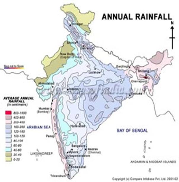 Annual Rainfall Map Of India